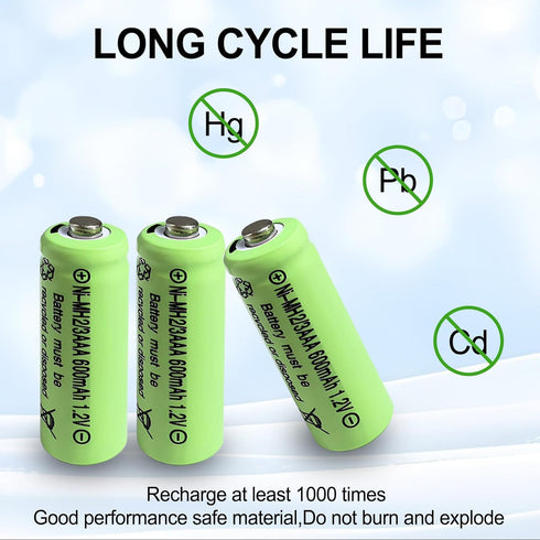 Zsolarigt 10 2/3AAA 1.2V 600mAh Batteries,2/3 Pcs NIMH Rechargeable Solar AAA Batteries Rechargeable Button Top