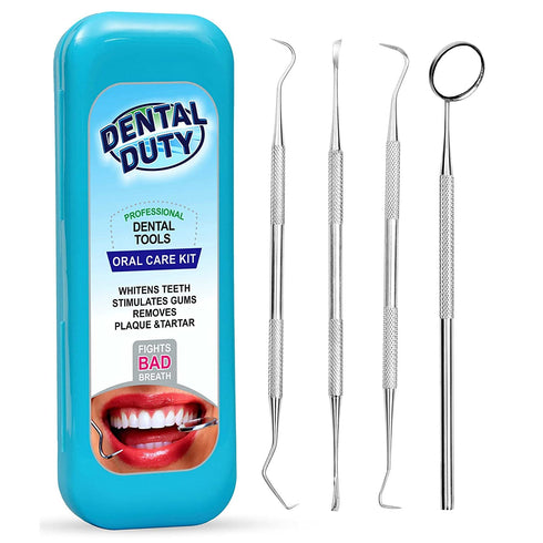 Dental Tools Set for Teeth Cleaning, Stainless Steel Scraper and Mouth Mirror for Plaque and Tartar Removal (Aqua)