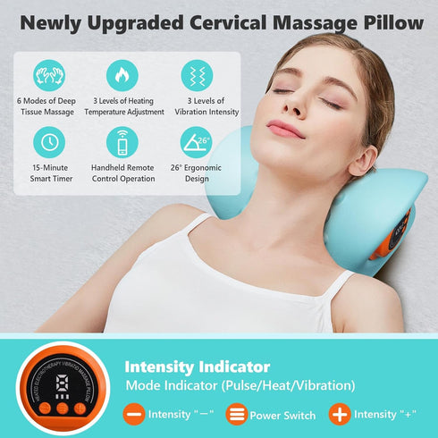 seektik 2026 3-in-1 3 3 Upgraded Neck Massager, Portable Cervical Traction Device, Heat Levels & Vibration Modes