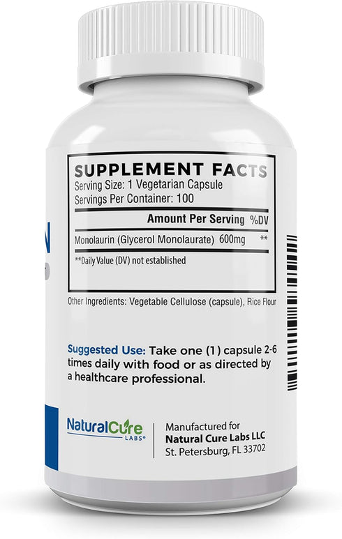 Premium Monolaurin 600mg - 100 Capsules