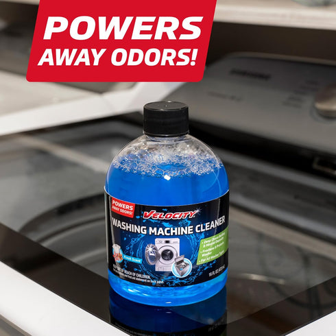 Velocity Washing Machine Cleaner – 4 Uses Per Bottle, Removes Hardwater Stains & Odor-Causing Buildup for Washers