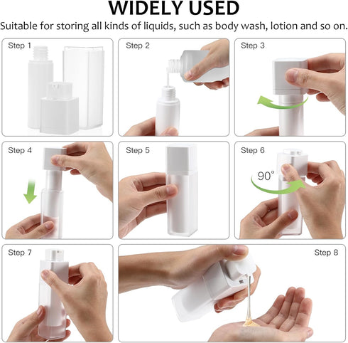 minkissy 3pcs Empty Airless Lotion Cream Pump Plastic Container Cosmetic Bottle Dispenser Travel Refillable Containers 30ml For Cosmetic Makeup Cream Lotion Travel Toiletries
