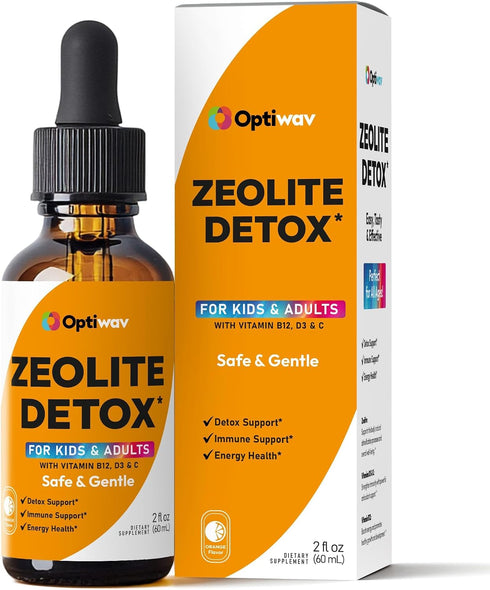 Optiwav Zeolite Detox Drops for Kids Adults - Advanced Clinoptilolite Liquid Supplement for