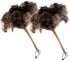 THARAHT 2PCS Ostrich Feather Duster - 16 Inch Fluffy Natural with Wood Handle - Reusable Washable for Home, Car, Office