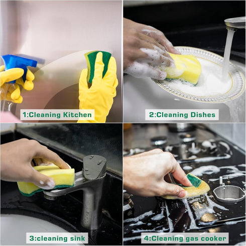 Kitchen Cleaning Sponges, 96 Pack Eco Non-Scratch for Dish and Scrub Sponges.