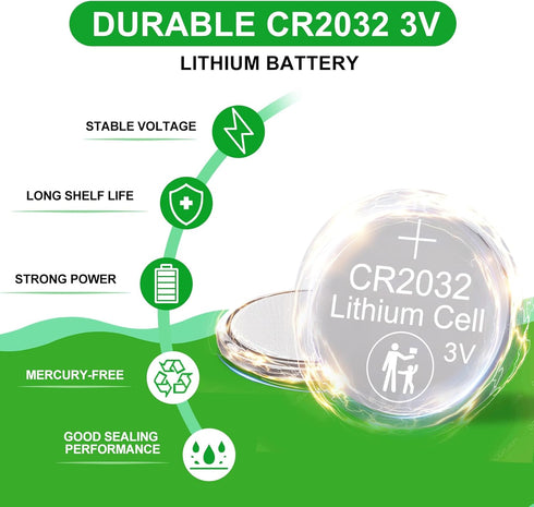 CR2032 Batteries, 100 Pack, CR2032 3v Lithium Battery, Key Fob Battery CR2032, CR2032 Battery for Car Remote Key, Compatible with Apple AirTag