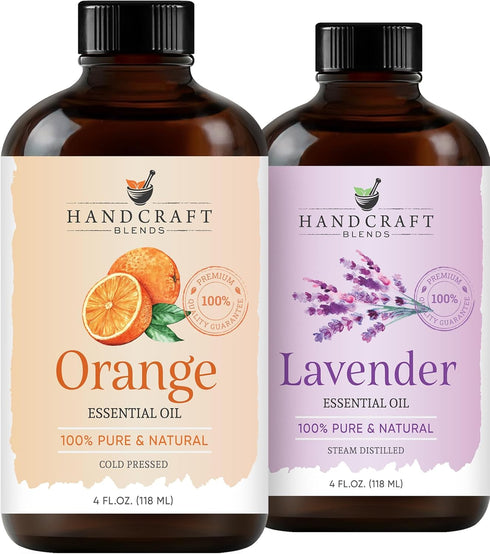 Handcraft Blends Calm & Happiness Set: Lavender and Orange Essential Oils (2
