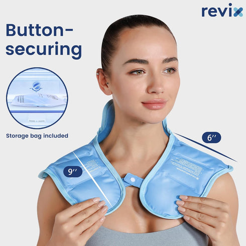 REVIX Ice Pack for Neck and Shoulders Pain Relief, Large Neck Ice Pack Wrap with Soft Plush Lining, Reusable Gel Cold