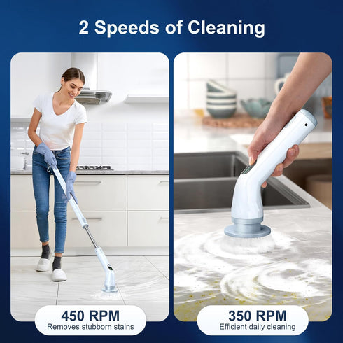 LA4 6 LABIGO Electric Spin Scrubber Pro, Dual Speed Bathroom Scrubber with Display & Replacement Cleaning Heads