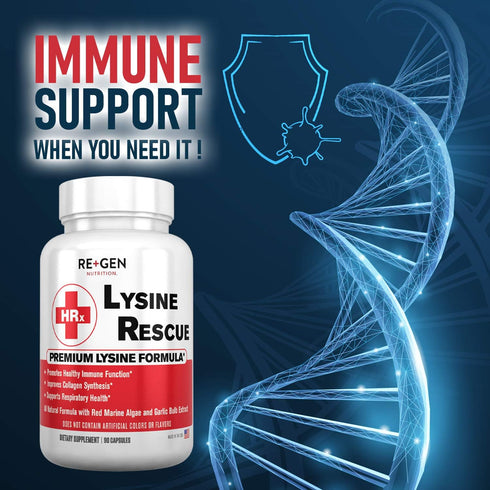 Re+Gen Nutrition Lysine Rescue - Amino Acid Supplement for Stronger Immune Health & Collagen Synthesis in Women & Men,