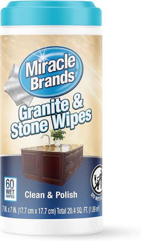 MiracleWipes for Granite & Stone, Clean, Protect, Polish Marble, Quartz, Slate, Tile, Laminate Surfaces in Kitchen and