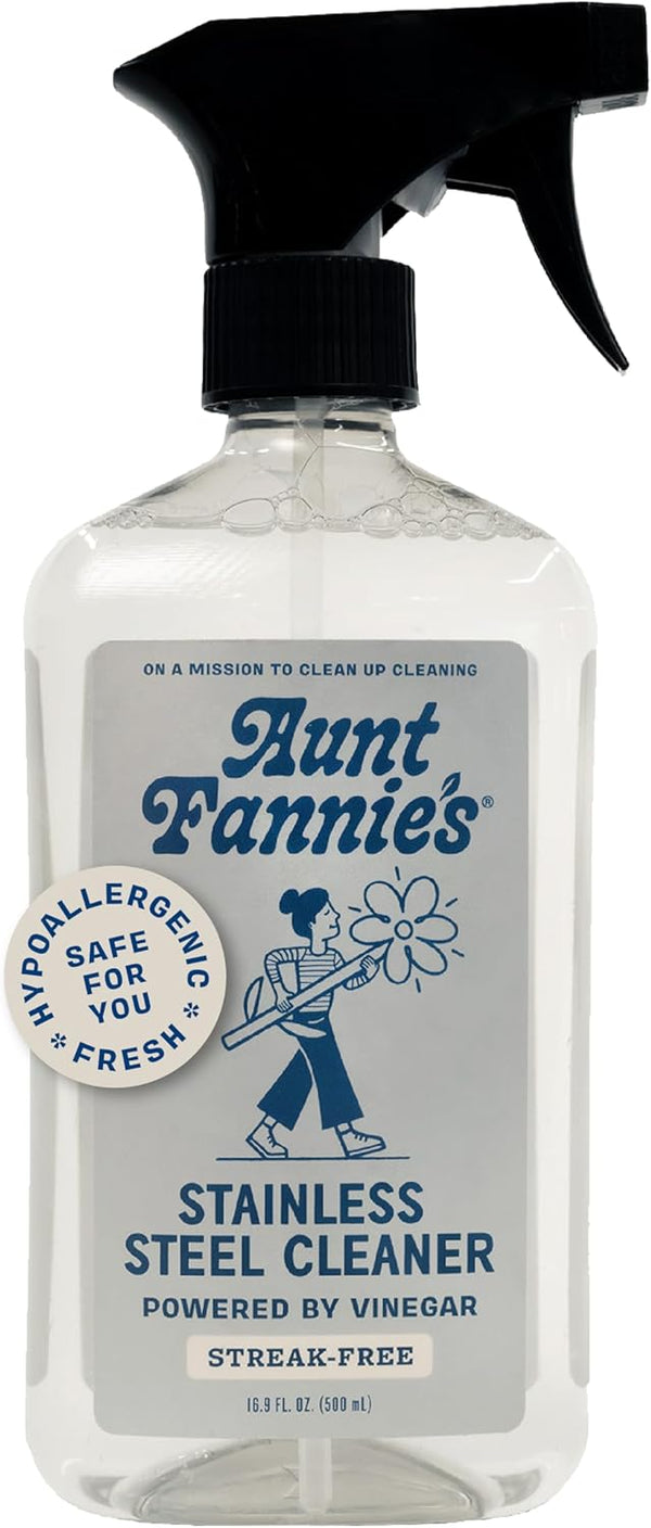 Aunt Fannie's Stainless Steel Spray Cleaner, Powered by Vinegar, Fingerprint and Residue
