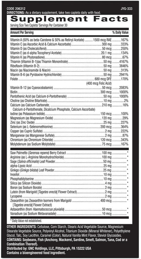 GNC Mega Men 50 Plus Multivitamin | Antioxidants | Heart Health | Prostate and Circulatory Support | 60 Count