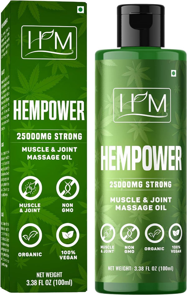 Hempower Massage Oil for Muscle & Joint Pain, 25000 MG Ultra-Strength Formula for Quick-Acting Relief