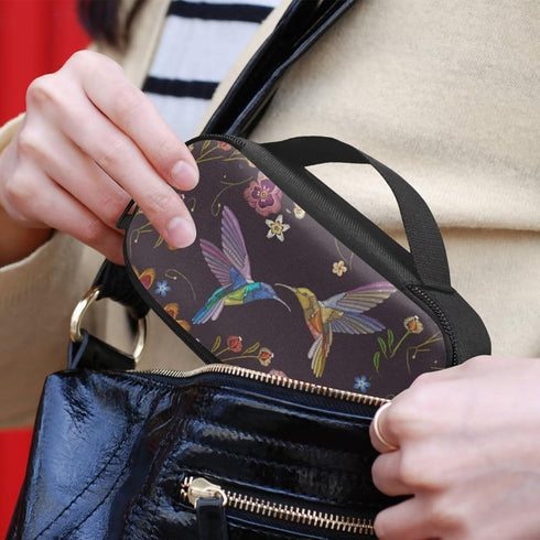Diabetic Supplies Carrying Case Bag for Diabetes Testing Kit, Blood Glucose Monitor Kit with Meter, Blood Sugar Test Strips, Lancets, Lancing Device, Alcohol Wipe, Retro Hummingbirds