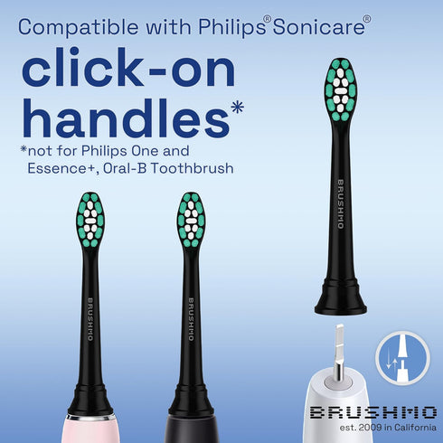 Brushmo Replacement Toothbrush Heads Compatible with Philips Sonicare Electric Toothbrush, Black, 8 Pack
