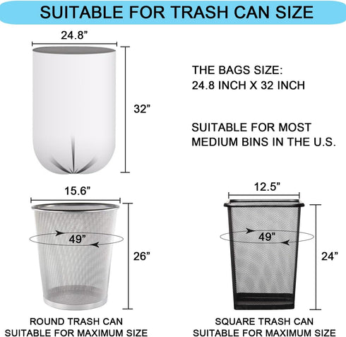 15 Gallon Trash Bags, 1 MIL Ultra Strong Tall Kitchen Garbage Bags, Unscented Trash Can Liners, 60 Count