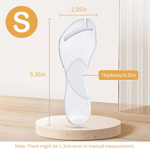 2 Pairs Adhesive Gel Arch Support Cushion Insoles, Invisible Slim Inserts for Pain Relief, Anti-Slip Shock Absorption