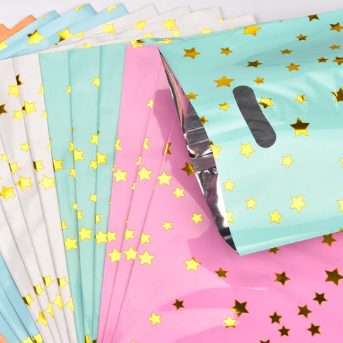 ZGORENDZ 48 Pack Cute Star Party Favor Bags for Kids Birthday, Plastic Gift Bags Bulk for Baby Shower, Wedding,