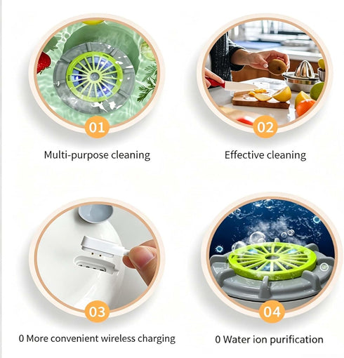 Pnawq (2pcs) Fruit Cleaner Machine, Efficient Portable Fruit and Vegetable Washers, Automatic Washer Spinner Machine