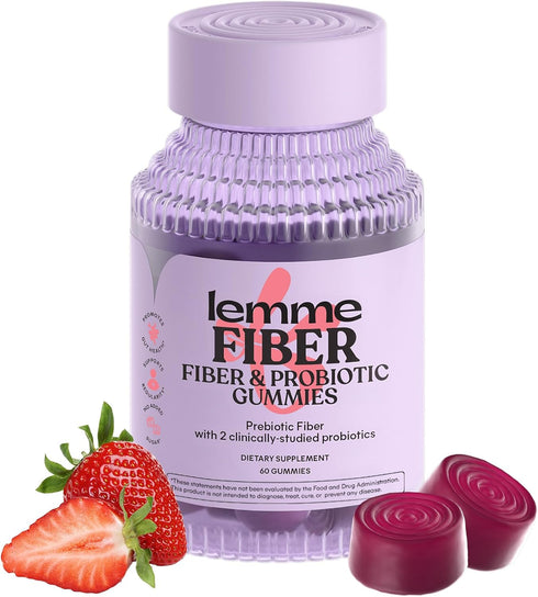 Lemme Fiber & Probiotic Gummies for Adults, Promotes Regularity & Digestive Health,