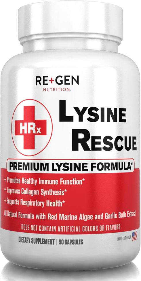 Re+Gen Nutrition Lysine Rescue - Amino Acid Supplement for Stronger Immune Health & Collagen Synthesis in Women & Men,