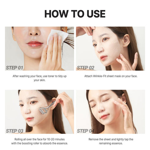 Wrinkle Fit Mesh Sheet Masks + Boosting Roller (Mask 7EA + Roller 1EA) - Collagen Mask, Quick Absorption, Anti-aging