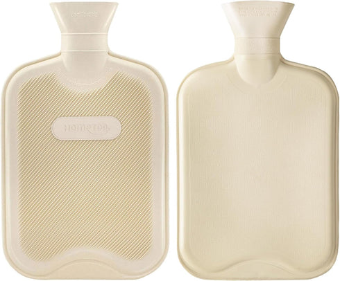 HomeTop Classic Rubber Hot Water Bottle in Cream White - Premium Quality