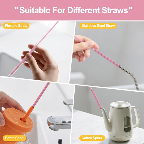 kunqun 2 Silicone Straw Cleaner Brush - Pcs Straw Brush for Water Bottle Sippy Cup Tubes Glass Straws, Reusable