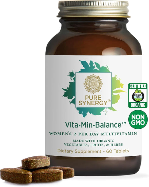 PURE SYNERGY Vita·Min·Balance - Multivitamin for Women with Iron, Organic Whole Foods for Balanced Energy and Stress