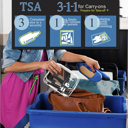 TSA Approved Clear Travel Toiletry Bag wih Zippers Carry-on Travel Accessories Quart Size Toiletries Cosmetic Pouch Makeup Bags for Men and Women (2pcs White)