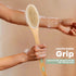 Body Scrubber with Soft and Stiff Natural Bristles, Dual-Sided Long Handle Shower Brush for Bath