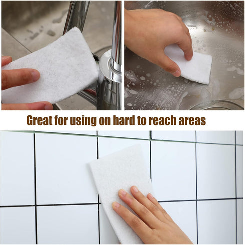 20 Pieces Non Scratch White Scrubbing Pad, Non Woven Scouring Sponge, Multi Surface Cleaning Pads (4 x 6 Pulgadas)