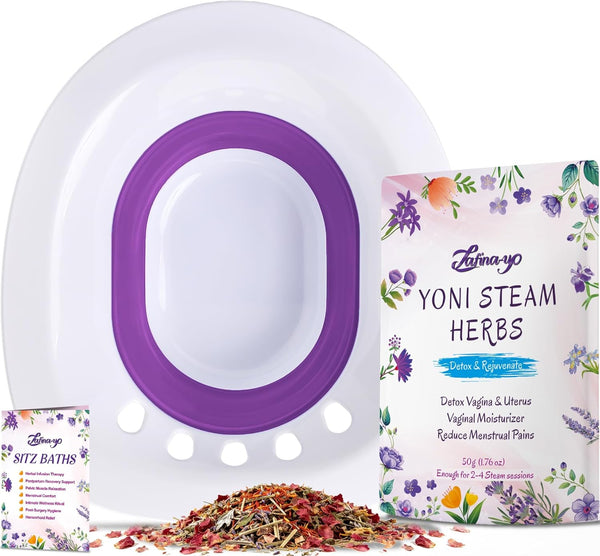 Zafina-UP 2-in-1 Yoni Steaming Kit - Foldable Toilet Seat, Natural Herbal Blend -