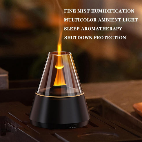 Villelei 7-Color Candle Flame Essential Oil Diffuser, Aromatic air humidifier, LED ultrasonic Aroma lamp with Timer