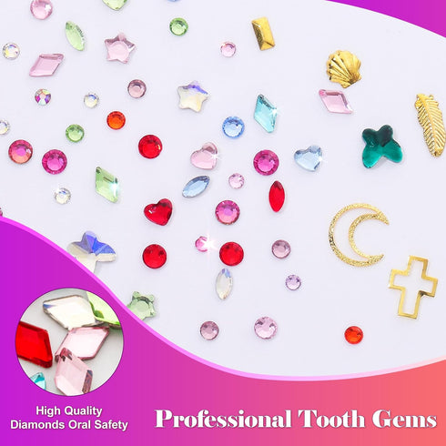 Novani 690 Pieces Tooth Gems Jewelry Kit for Teeth, DIY Crystal Rhinestones in Mixed Sizes and Colors