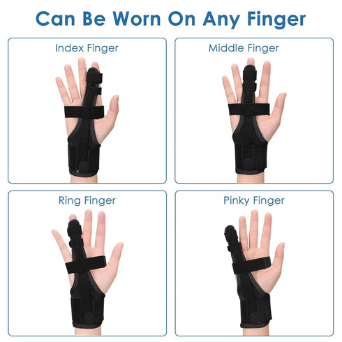 Full Trigger Finger Splint, Hand and Wrist Brace Support for Pain Relief, Arthritis, Tendonitis, Adjustable Locking