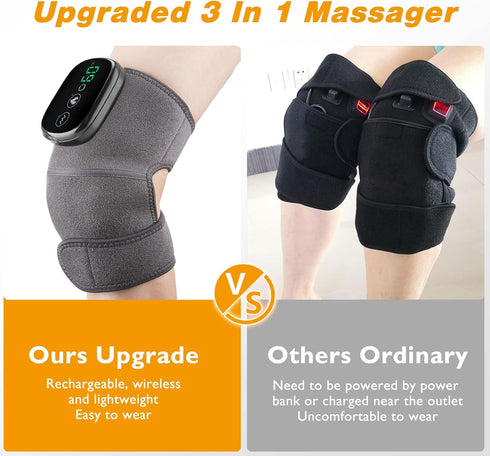 MOAJAZA Cordless Knee Massager - Heated Knee Brace Wrap for Relaxation, Heat and Vibration