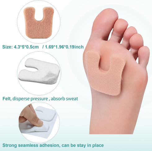 Horseshoe Pads for Feet, 60 Pieces Callus Cushions, Moleskin for Metatarsal Pads, Pain Relief