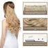 SARLA Invisible Wire Hair Extensions, 3 Clips Synthetic Wavy Curly Hairpiece, Adjustable Transparent Headband, 16 Inch