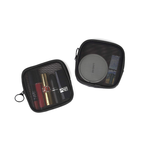 Patu Mesh Travel Toiletry Bag, Portable Shaving Washing Kits Organizer, Pack of 2 (Size S), Black