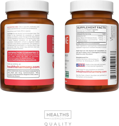 Berberine Supplement 500mg - Non-GMO & Vegetarian, Plus Bitter Melon & Banaba Leaf Extract, 120 Caps