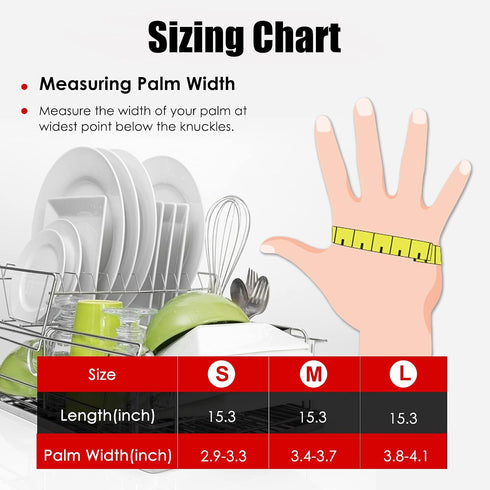 IUCGE 1 3 Rubber cleaning gloves or Pairs for kitchen,Cotton Lining,Dishwashing gloves long with lined,Reuseable.