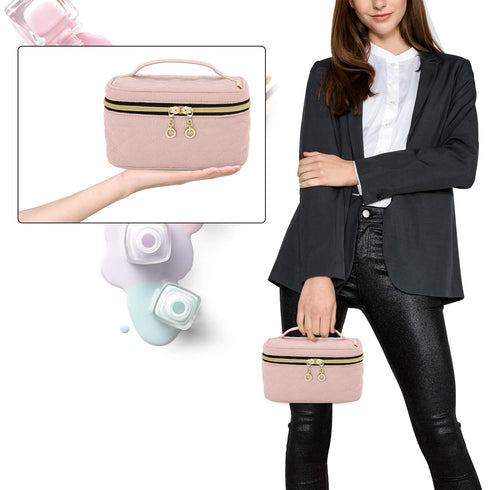 Yarwo Nail Polish Organizer Bag, Holds 12 Bottles (15ml/0.5 fl.oz), Travel Case for Nail Polish, Dusty Rose (Bag Only)