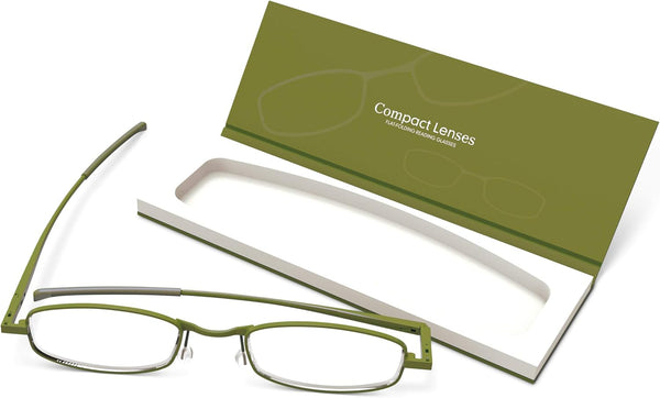IF Compact Lenses Readers Slim Flat-Folding Unisex Reading Glasses, Olive