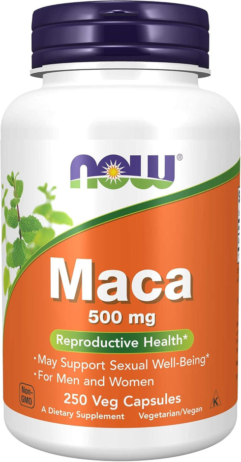 NOW Foods Maca (Lepidium meyenii) 500 mg, 250 Veg Capsules for Men and Women