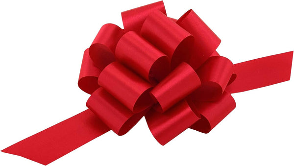Red Decorative Gift Pull Bows, 5" Wide, Set of 10 for 4th of July, Birthday, Christmas