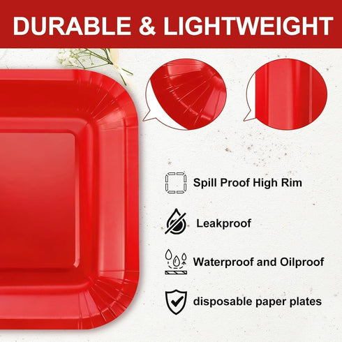 RXLWYUNLAE 30 7 Inch, 9 Inch) Pcs Square Paper Plates-Red Party Disposable Dinnerware Plates, Birthday Wedding