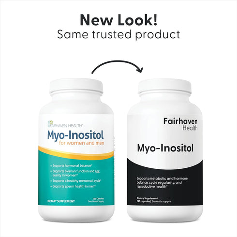 Fairhaven Health Myo-Inositol Supplement 2000mg for Male and Female Fertility, 240 Capsules