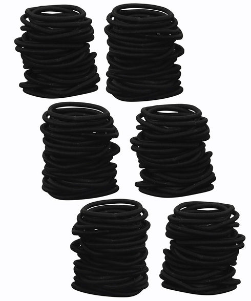Iconikal Non-Metal Elastic Hair Ties - Black, 4mm Thick (180-Count) - Soft, Stretchy, Durable Bulk Pack for Everyday